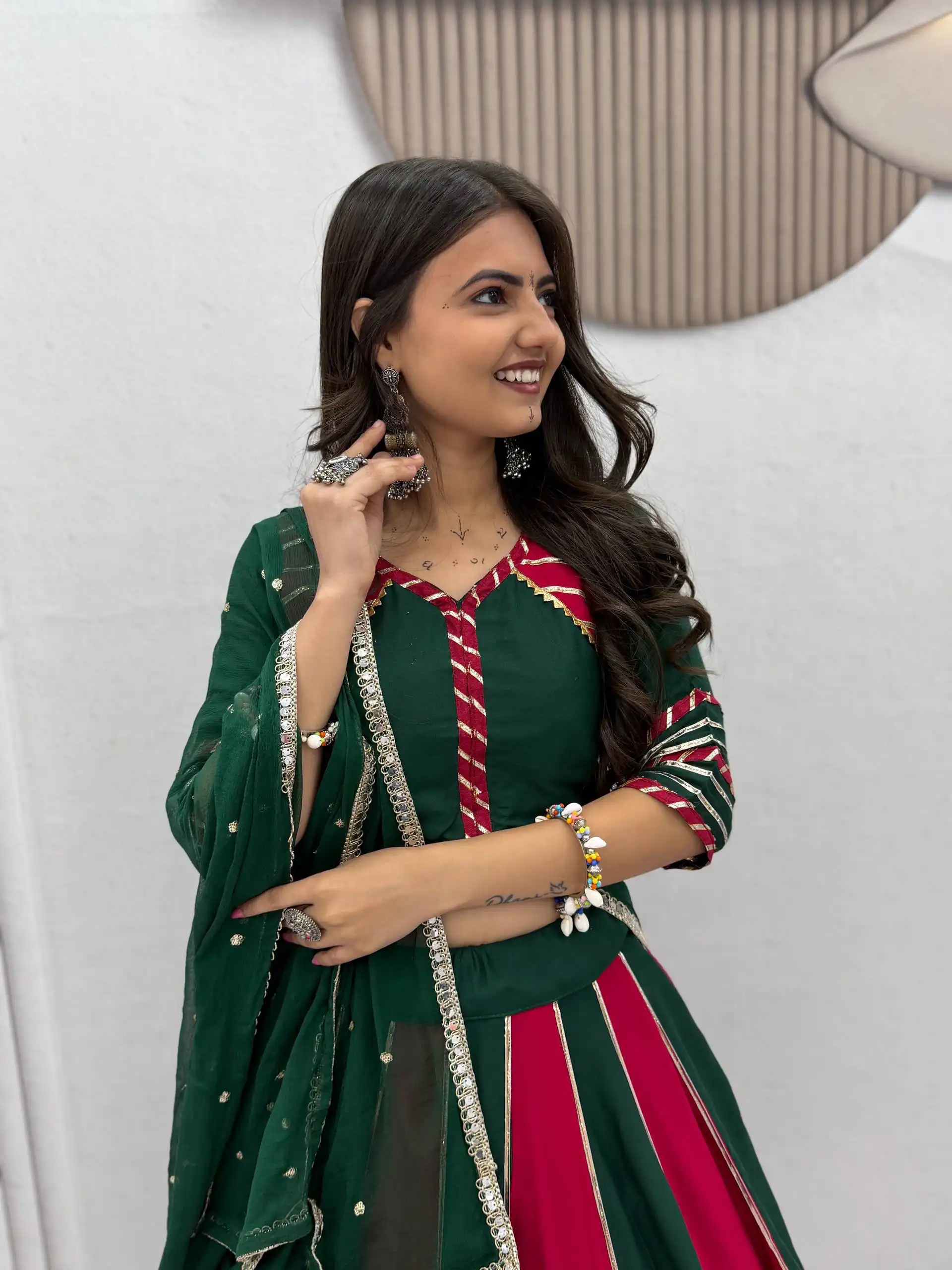 PC 589 Green in Pure Cotton Mirror Work & Gamthi Work Lehenga Choli . Exclusive Offer ₹2199. Delivery 4-6 Working Days. Shop now. | Lehenga, Bollywood Lehenga, Creative Lehenga, Designer Lehenga, Embroidered Lehenga, Party Wear Lehenga
