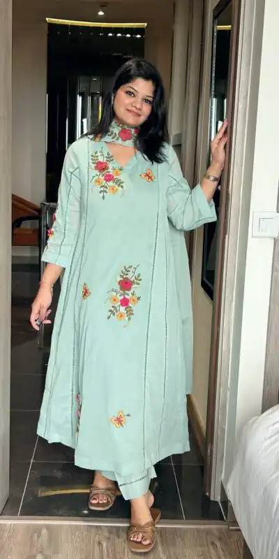 LG 2152 Sea Green in Air Tex Chino Embroidery Work & Cut Work Salwar Suit n. Get it for ₹2499. Delivery 4-6 Working Days. Shop now. | Jump Suits, Salwar suit, Casual Suits, Creative suits, Designer Suits, Palazzo Suits, Party Wear Suits, Patiala Suits, Straight Suits