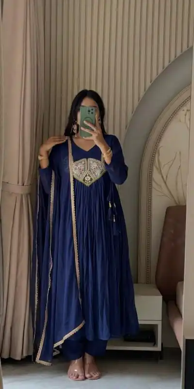 WW 1288 Blue Mal Chanderi Salwar Suit Perfect for Wedding, Party, Baisakhi, Housewarming, Sangeet – Introductory Price ₹2399. Delivery 4-6 Working D | Jump Suits, Salwar suit, Casual Suits, Creative suits, Designer Suits, Palazzo Suits, Party Wear Suits, Patiala Suits, Straight Suits