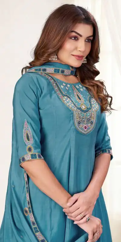 DIVA 171 Blue Mal Chanderi Salwar Suit Perfect for Wedding, Party, Baisakhi, Housewarming, Sangeet – Introductory Price ₹2449. Delivery 4-6 Working D | Jump Suits, Salwar suit, Casual Suits, Creative suits, Designer Suits, Palazzo Suits, Party Wear Suits, Patiala Suits, Straight Suits