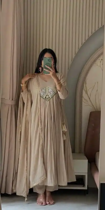 WW 1288 Cream Mal Chanderi Salwar Suit Perfect for Wedding, Party, Baisakhi, Housewarming, Sangeet – Introductory Price ₹2399. Delivery 4-6 Working D | Jump Suits, Salwar suit, Casual Suits, Creative suits, Designer Suits, Palazzo Suits, Party Wear Suits, Patiala Suits, Straight Suits