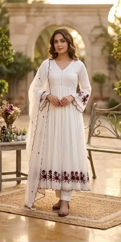 LG 2146 White Mul Chanderi Salwar Suit with Embroidery Work & Sequins Work. Festive Deal ₹2699. Delivery 4-6 Working Days. Shop now | Jump Suits, Salwar suit, Casual Suits, Creative suits, Designer Suits, Palazzo Suits, Party Wear Suits, Patiala Suits, Straight Suits