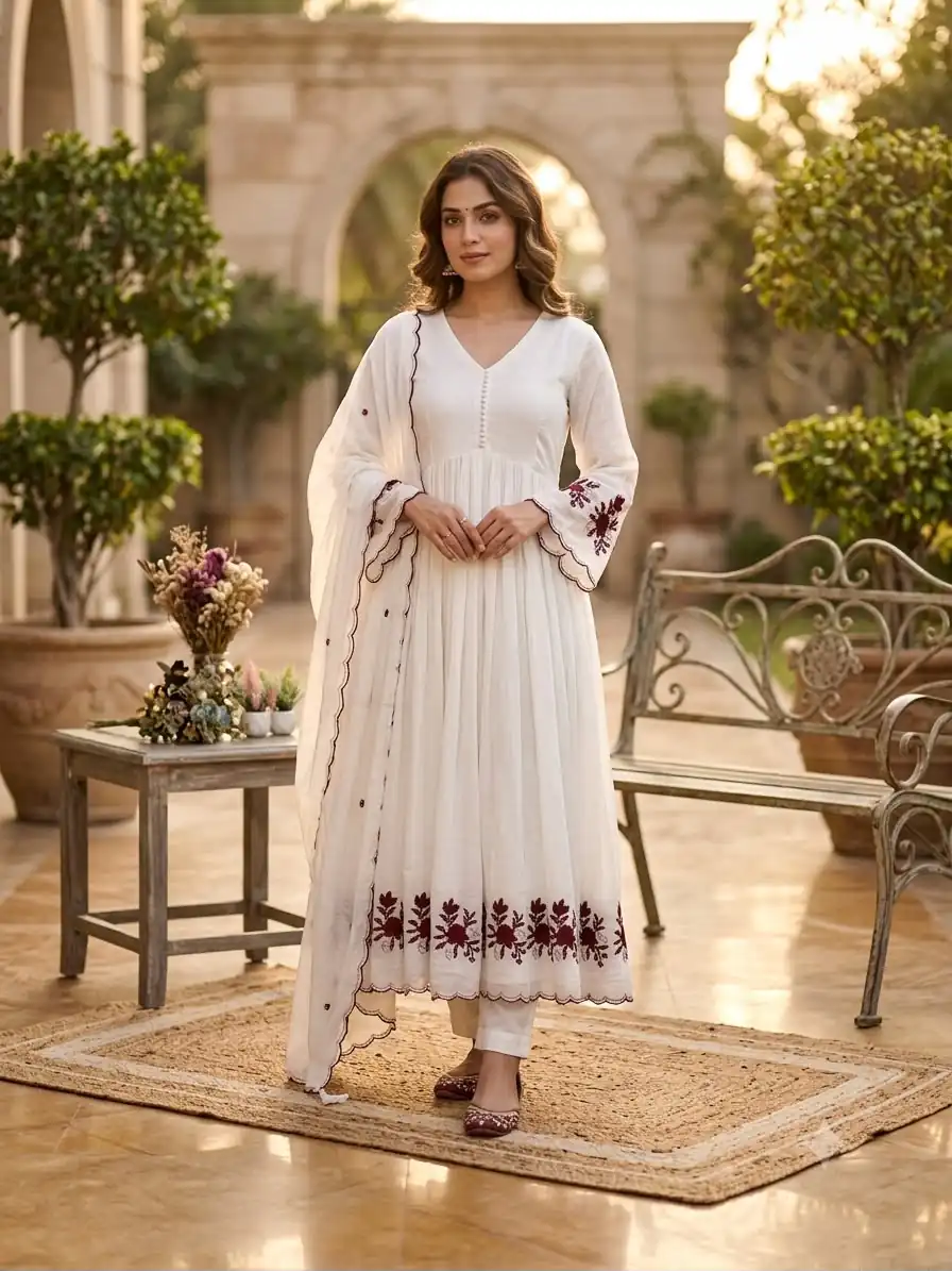 LG 2146 White Mul Chanderi Salwar Suit with Embroidery Work & Sequins Work. Festive Deal ₹2699. Delivery 4-6 Working Days. Shop now | Jump Suits, Salwar suit, Casual Suits, Creative suits, Designer Suits, Palazzo Suits, Party Wear Suits, Patiala Suits, Straight Suits