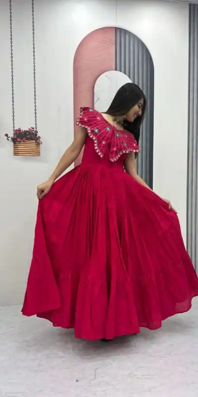 PC 571 Pink Roman Silk Gown with Mirror Work & Embroidery Work. Special Price ₹2099. Delivery 4-6 Working Days. Shop now. | Gowns, Bollywood Gowns, Creative Gowns, Designer Gowns, Embroidered Gowns, Party Wear Gowns
