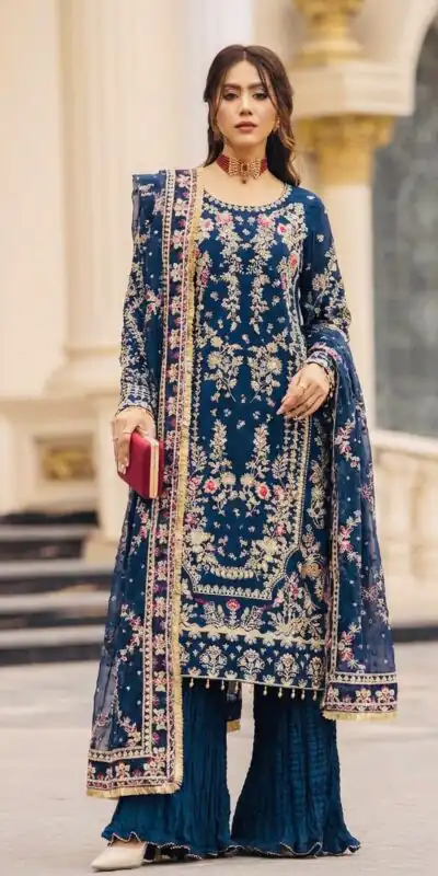 SRK 5333 Teal Faux Georgette Salwar Suit with Mirror Work & Embroidery Work. Get it for ₹2799. Delivery 4-6 Working Days. Shop now. | Jump Suits, Salwar suit, Casual Suits, Creative suits, Designer Suits, Palazzo Suits, Party Wear Suits, Patiala Suits, Straight Suits