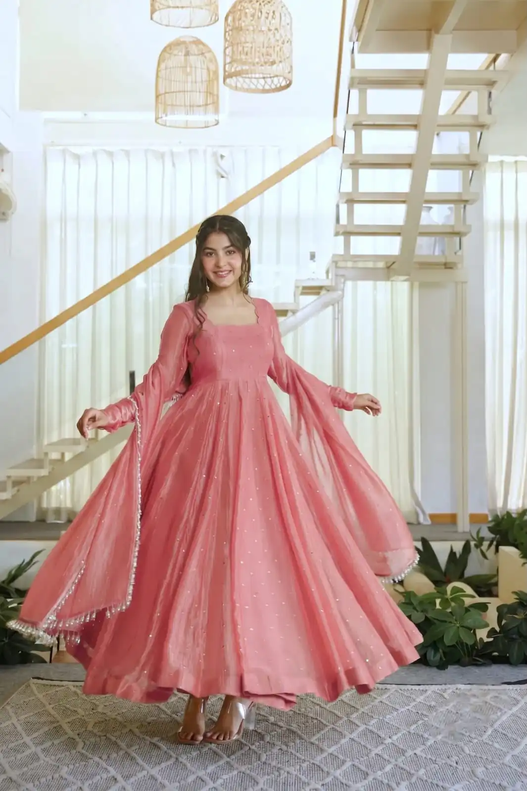 KD 1641 Peach in Salsa Silk Embroidery Work & Sequins Work Gown . Get it for ₹2899. Delivery 4-6 Working Days. Online Shop now. | Gowns, Bollywood Gowns, Creative Gowns, Designer Gowns, Embroidered Gowns, Party Wear Gowns