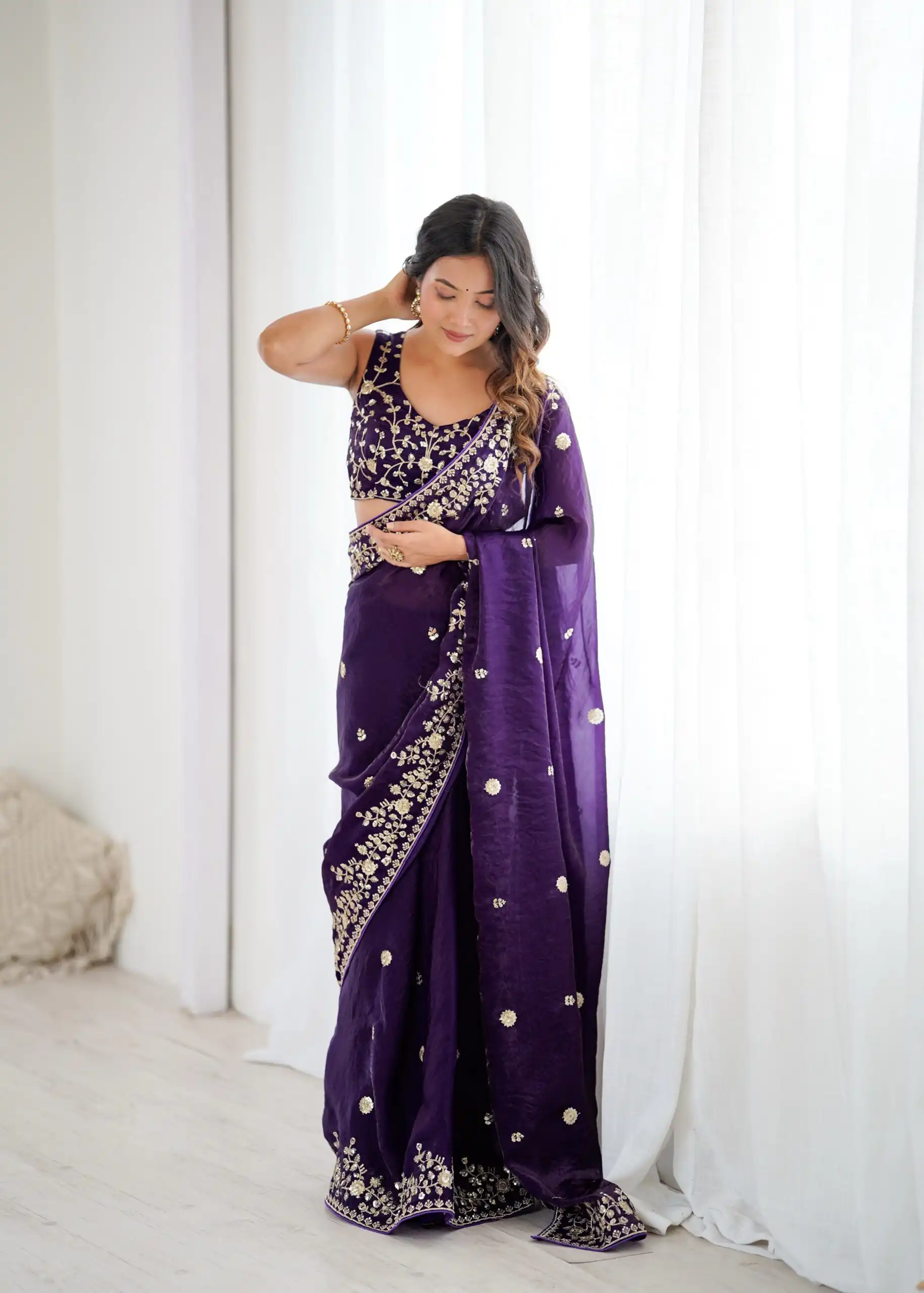 SP 89 Purple Color Fendy Silk Saree With Sequins Work. Wedding, Party, Festive, Events Get it for ₹1799. Delivery 4-6 Working Days. Online Best Shop now. | Sarees, Bollywood Sarees, Creative Sarees, Designer Sarees, Embroidered Sarees, Ethnic Saree, Modern Digital sarees, Party Wear Sarees