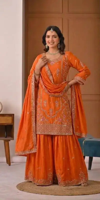 MD 3049 Orange in Color Natural Crepe Embroidery Work Salwar Suit . Affordable Price ₹2349. Delivery 4-6 Working Days. Shop now. | Jump Suits, Salwar suit, Casual Suits, Creative suits, Designer Suits, Palazzo Suits, Party Wear Suits, Patiala Suits, Straight Suits