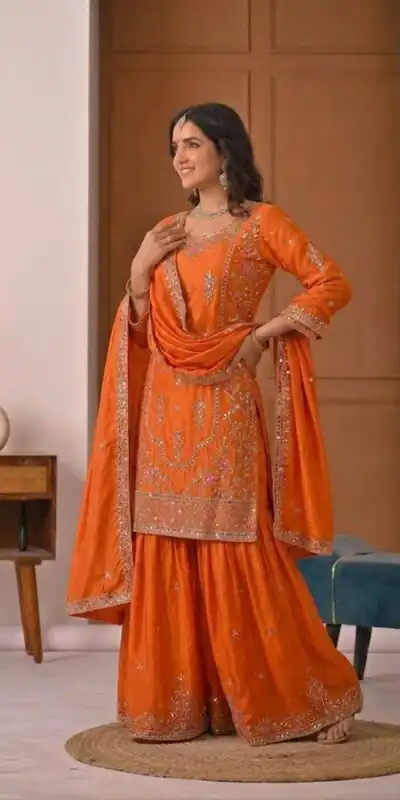 MD 3049 Orange in Color Natural Crepe Embroidery Work Salwar Suit . Affordable Price ₹2349. Delivery 4-6 Working Days. Shop now. | Jump Suits, Salwar suit, Casual Suits, Creative suits, Designer Suits, Palazzo Suits, Party Wear Suits, Patiala Suits, Straight Suits