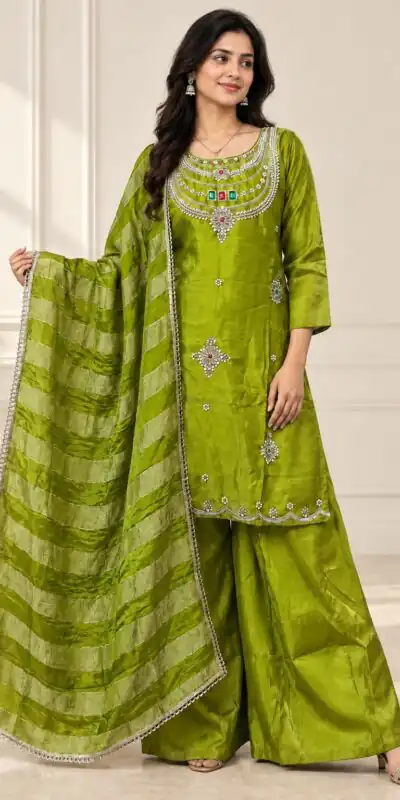 DIVA 188 Mehendi Glass Silk Salwar Suit Perfect for Wedding, Party, Durga Puja, Haldi, Makar Sankranti –Available at ₹2799 only. Delivery 4-6 Working Days | Jump Suits, Salwar suit, Casual Suits, Creative suits, Designer Suits, Palazzo Suits, Party Wear Suits, Patiala Suits, Straight Suits