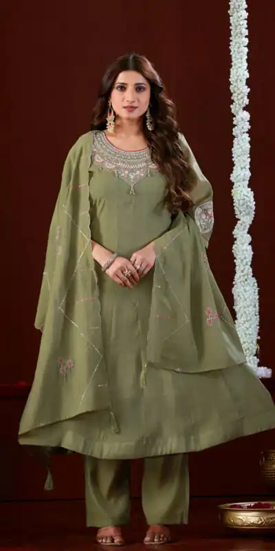 DIVA 196 Mehendi Super Embroidery Work & Thread Embroidery Salwar Suit in Mul Slub. Delivery 4-6 Working Days. Online Shop now. | Jump Suits, Salwar suit, Casual Suits, Creative suits, Designer Suits, Palazzo Suits, Party Wear Suits, Patiala Suits, Straight Suits