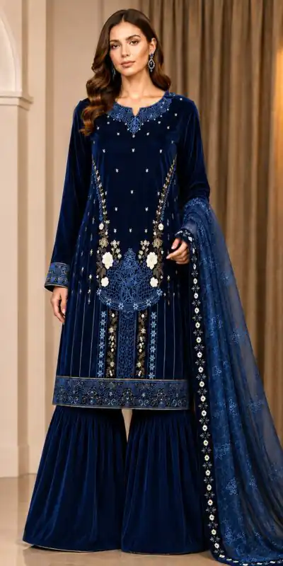 FC 729 Blue 9000 Velvet Salwar Suit. Perfect for Wedding, Party, Bridal Wear, Onam, Karwa Chauth – Exclusive Offer ₹2999. Delivery 4-6 Working Days. | Jump Suits, Salwar suit, Casual Suits, Creative suits, Designer Suits, Palazzo Suits, Party Wear Suits, Patiala Suits, Straight Suits