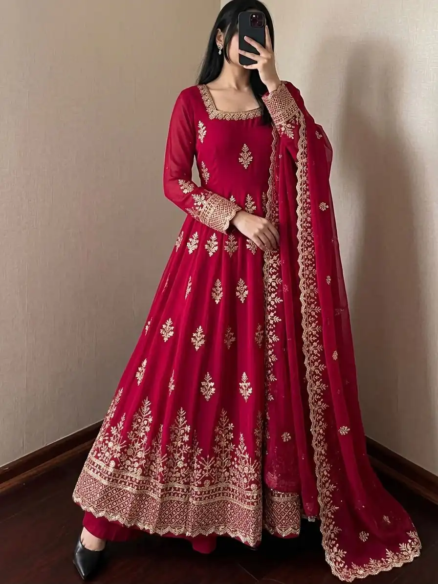 NSR 918 Pink Fendy Silk Gown with Embroidery Work & Sequins Work. Special Price ₹2399. Delivery 4-6 Working Days. Shop now. | Gowns, Bollywood Gowns, Creative Gowns, Designer Gowns, Embroidered Gowns, Party Wear Gowns