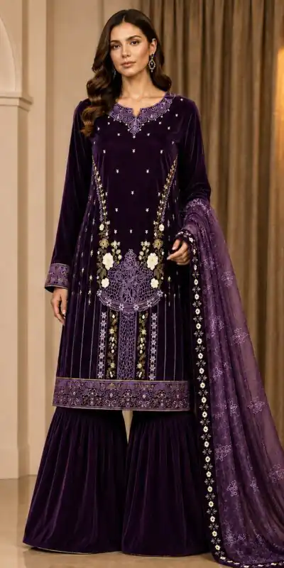 FC 729 Wine 9000 Velvet Salwar Suit. Perfect for Wedding, Party, Bridal Wear, Onam, Karwa Chauth – Exclusive Offer ₹2999. Delivery 4-6 Working Days. | Jump Suits, Salwar suit, Casual Suits, Creative suits, Designer Suits, Palazzo Suits, Party Wear Suits, Patiala Suits, Straight Suits