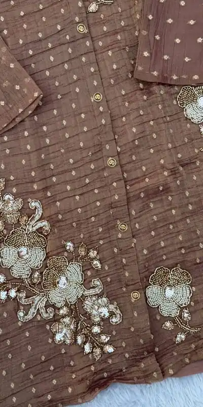 DIVA 170 Brown Colour | Brown Salsa Silk Kurti with Hand Work. Get it for ₹2399. Delivery 4-6 Working Days. Online Shop now. | Kurti, Bollywood Kurti, Creative Kurtis, Designer Kurti, Party Wear Kurti, Selfie Kurti