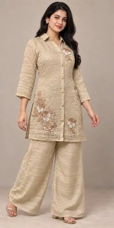 DIVA 170 Cream Colour | Brown Salsa Silk Kurti with Hand Work. Get it for ₹2399. Delivery 4-6 Working Days. Online Shop now. | Kurti, Bollywood Kurti, Creative Kurtis, Designer Kurti, Party Wear Kurti, Selfie Kurti