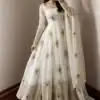 BB 102 White Fendy Silk Gown with Embroidery Work & Sequins Work. Special Price ₹2799. Delivery 4-6 Working Days. Shop now. | Gowns, Bollywood Gowns, Creative Gowns, Designer Gowns, Embroidered Gowns, Party Wear Gowns